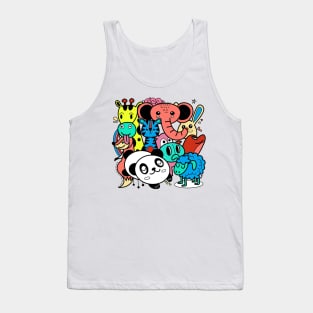 cute cartoon sketch animals Tank Top